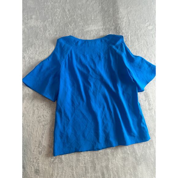 Nanette Lepore Cold Shoulder Pullover Blouse - Size M - Blue - Picture 3 of 6